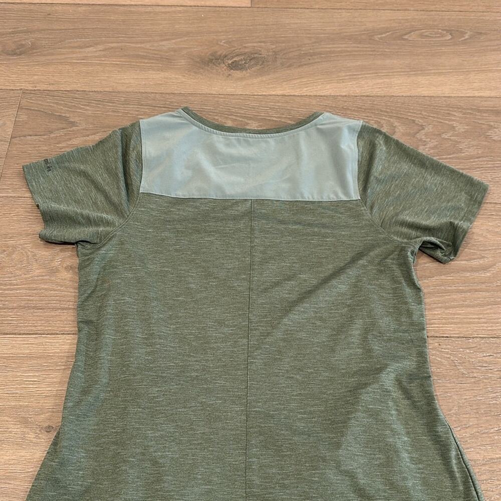 COLUMBIA Olive Sage Green Scoop Neck Short Sleeve Active Casual Dress Size Small - Picture 5 of 11